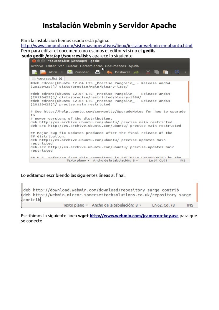 Imágen de pdf Instalación Webmin y Servidor Apache