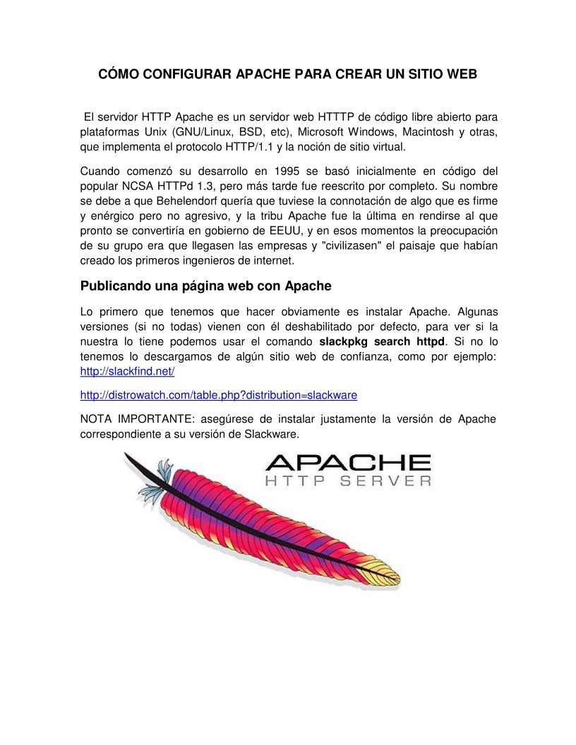 Imágen de pdf Como configurar Apache para crear un sitio web