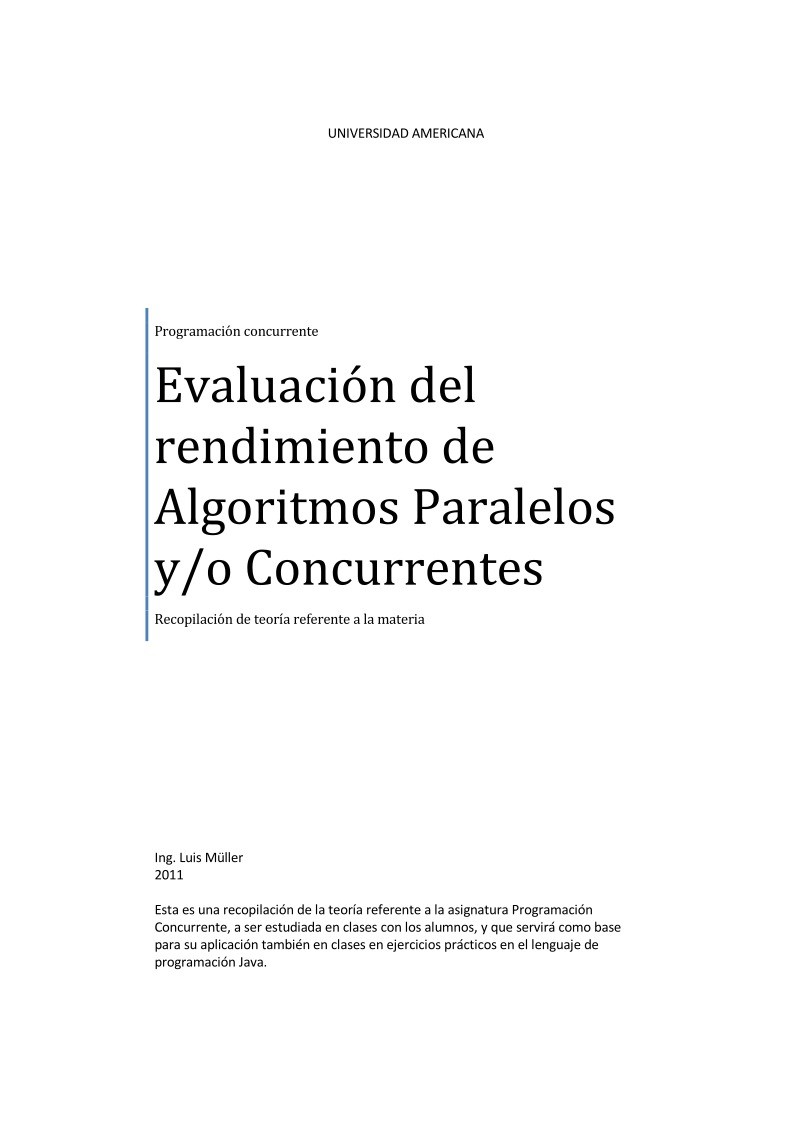 Imágen de pdf Evaluación del rendimiento de Algoritmos Paralelos y/o Concurrentes