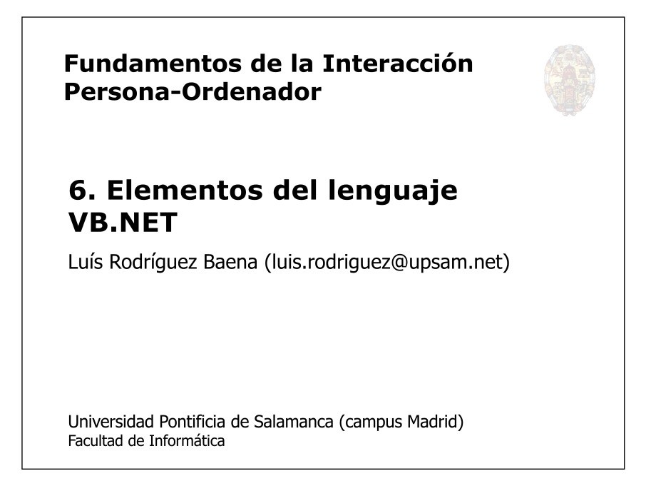 Imágen de pdf Tema 6 - Elementos del lenguaje VB.NET