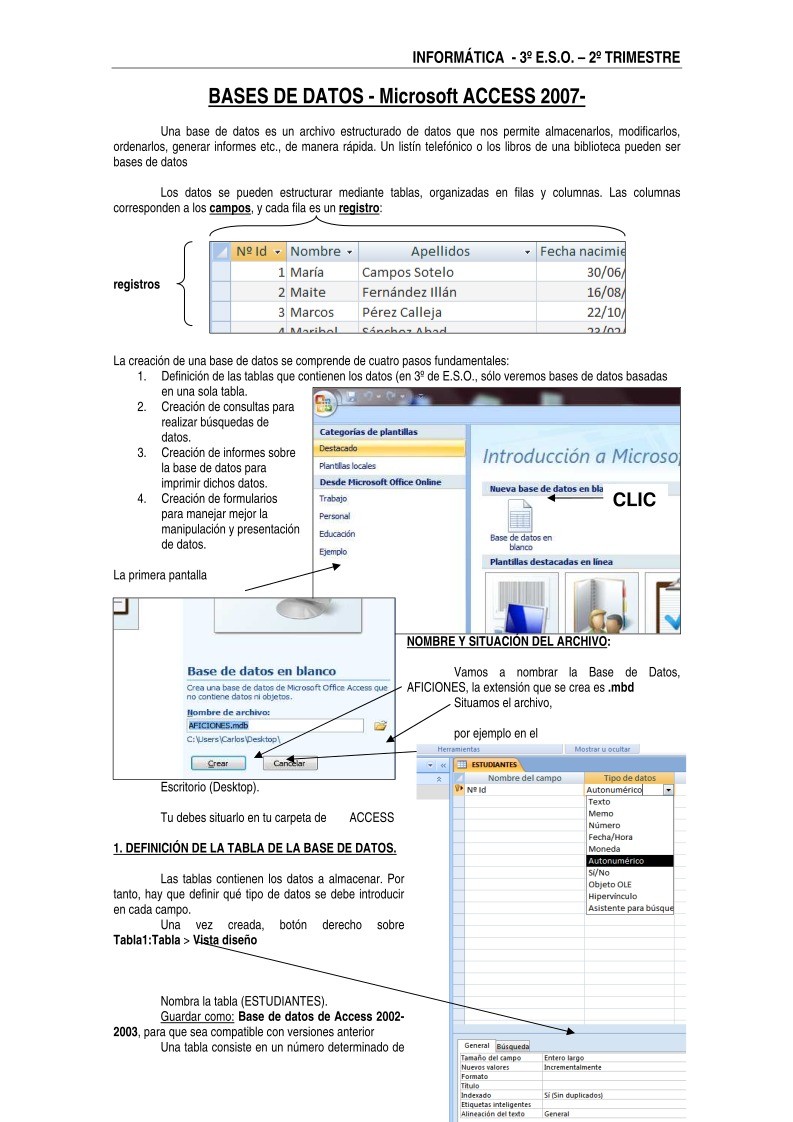 Imágen de pdf apuntes Access 2007