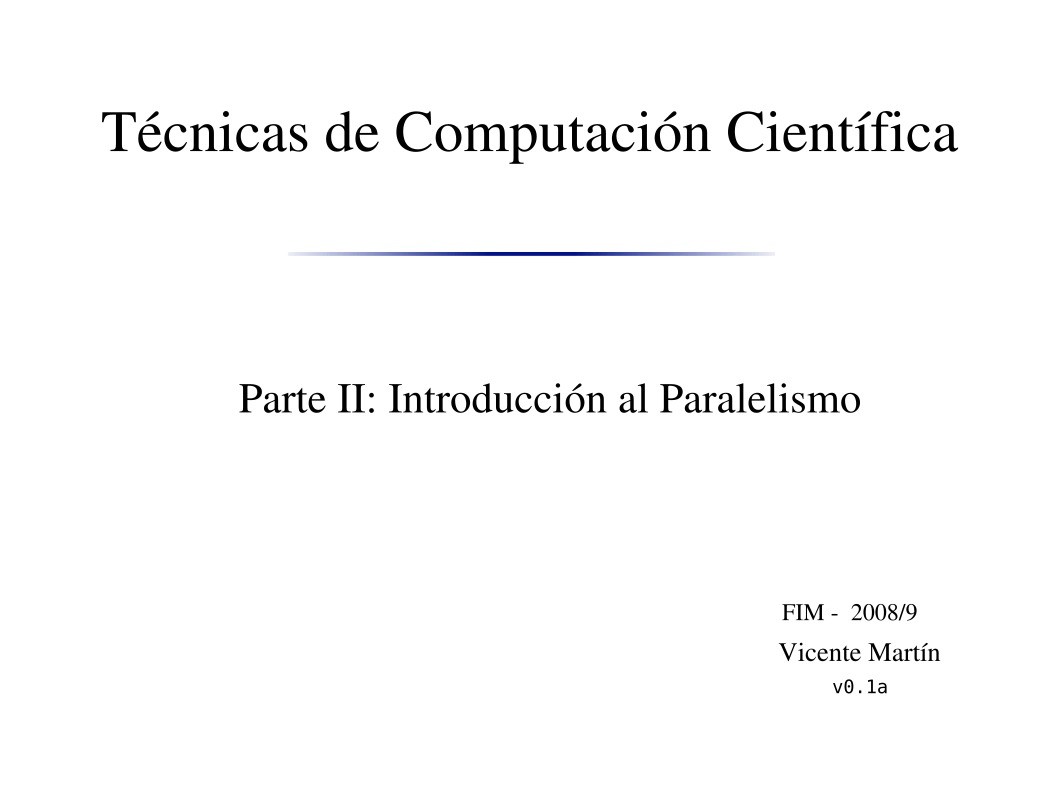 Imágen de pdf Parte II: Introducción al Paralelismo - Técnicas de Computación Científica