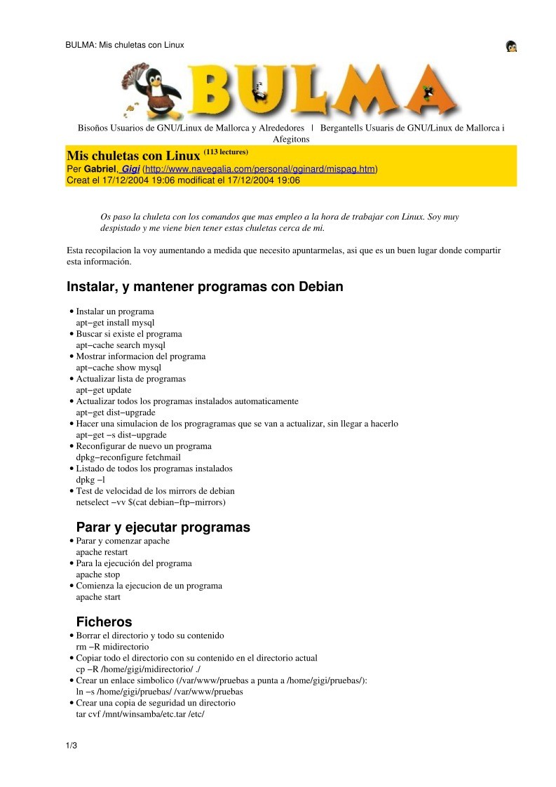 Imágen de pdf BULMA: Mis chuletas con Linux