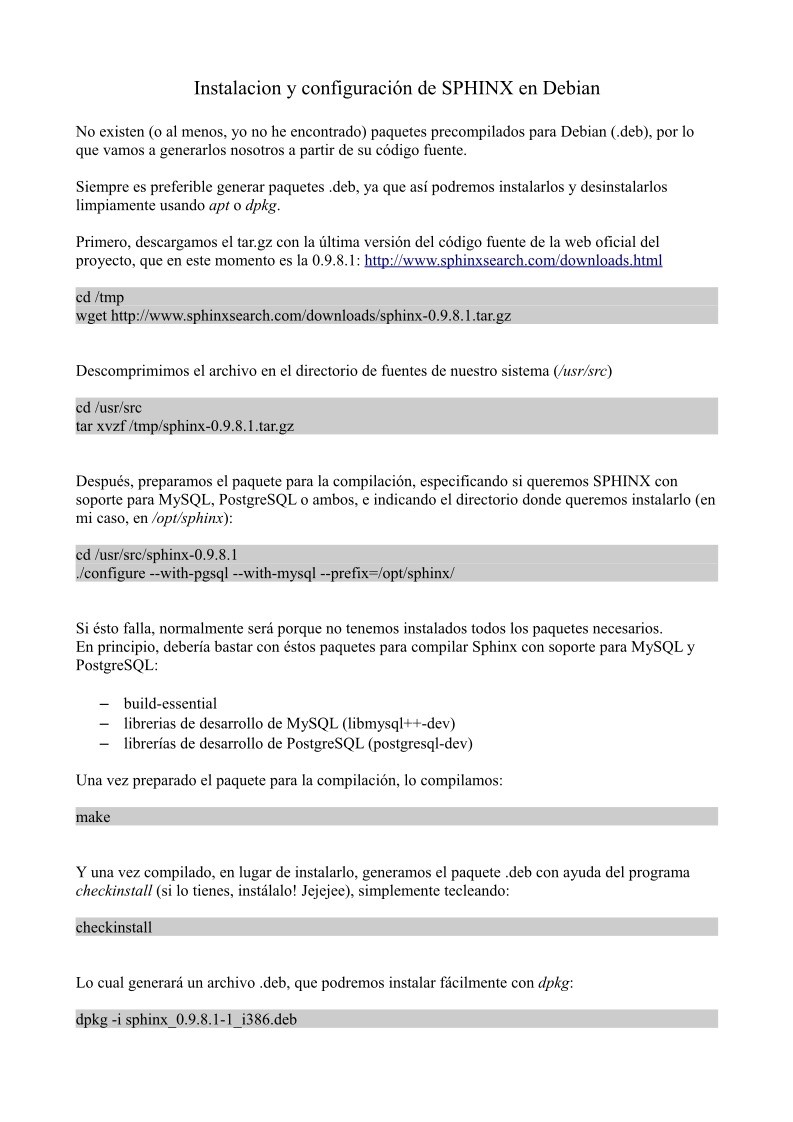 Imágen de pdf Instalación y configuración de SPHINX en Debian