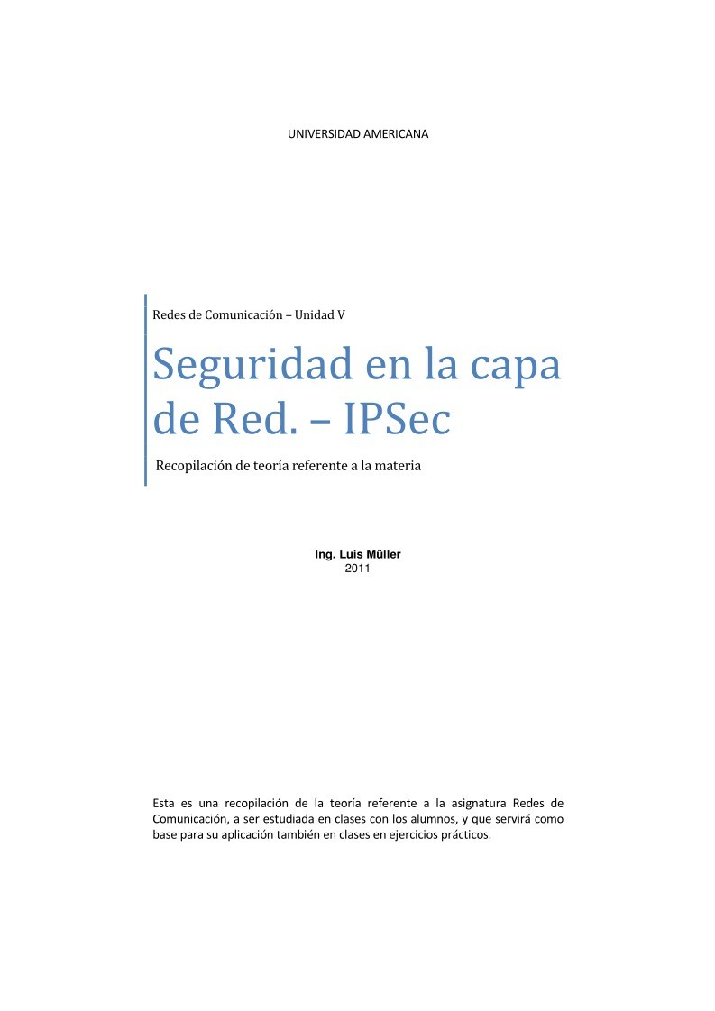 Imágen de pdf Unidad V - Seguridad en la capa de Red - IPSec