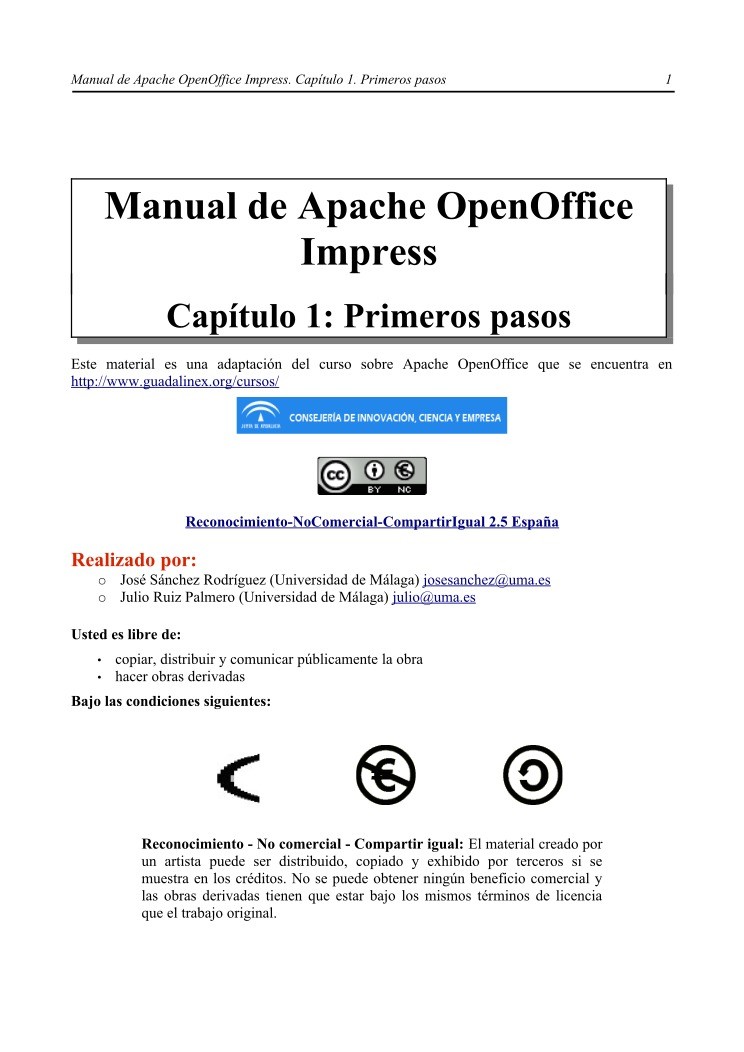 Imágen de pdf Manual de Apache OpenOffice Impress - Capítulo 1. Primeros pasos