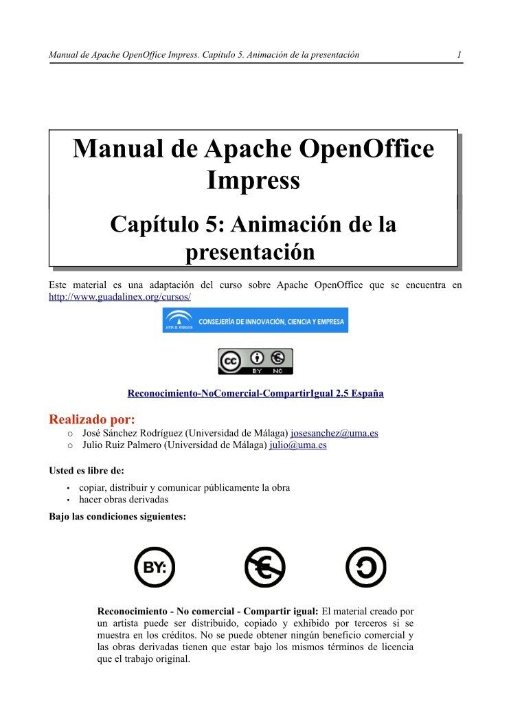 Imágen de pdf Manual de Apache OpenOffice Impress - Capítulo 5. Animación de la presentación