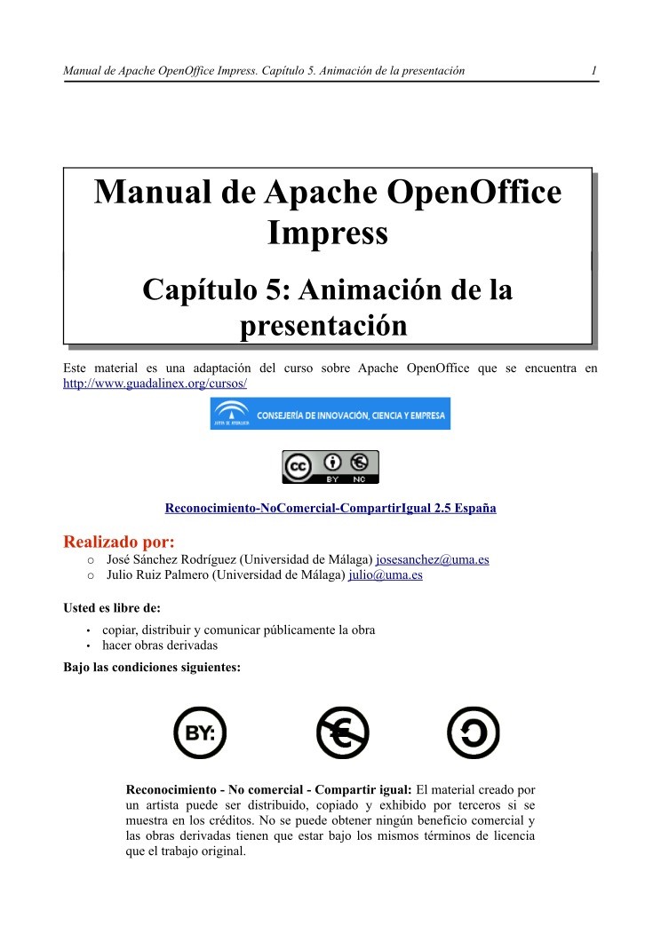 Imágen de pdf Manual de Apache OpenOffice Impress - Capítulo 5. Animación de la presentación