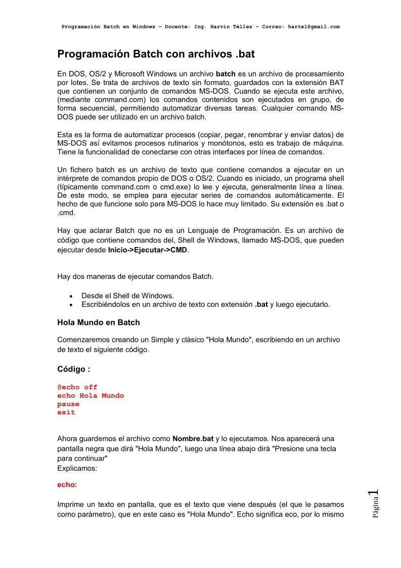 Imágen de pdf Programación Batch con archivos .bat