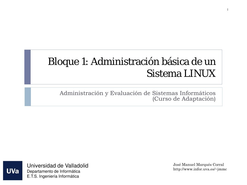 Imágen de pdf Bloque 1: Administración básica de un Sistema LINUX