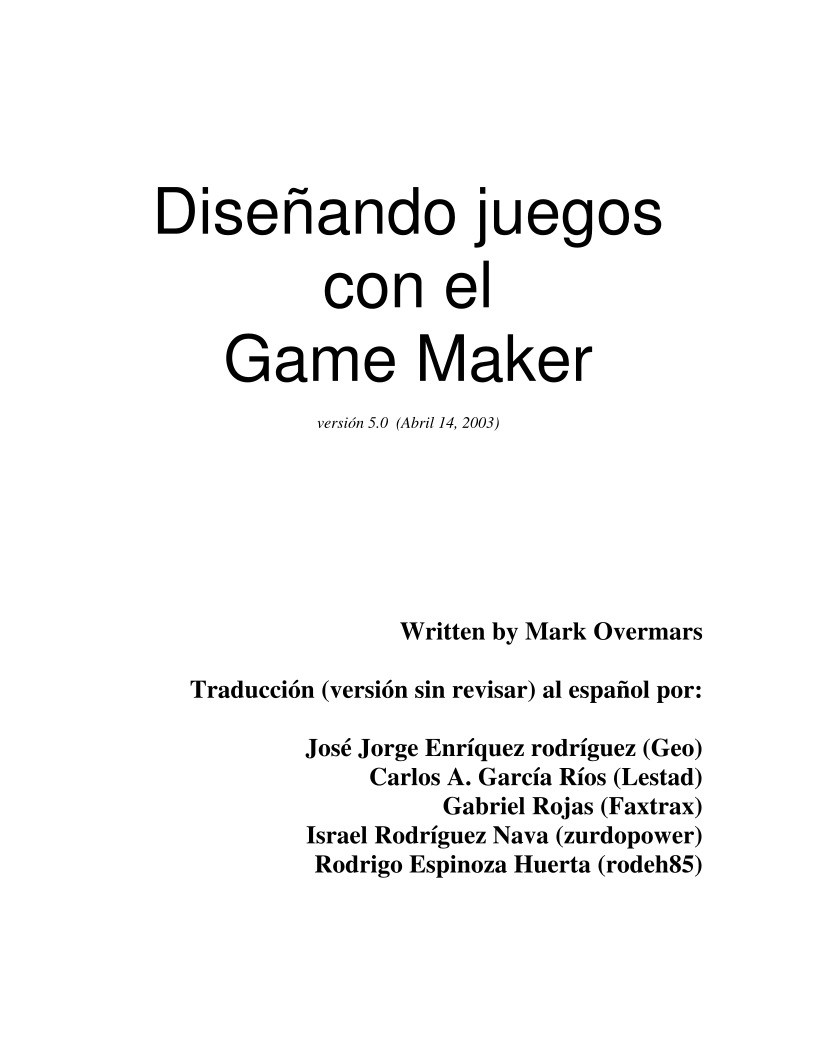 Imágen de pdf Diseñando juegos con el Game Maker