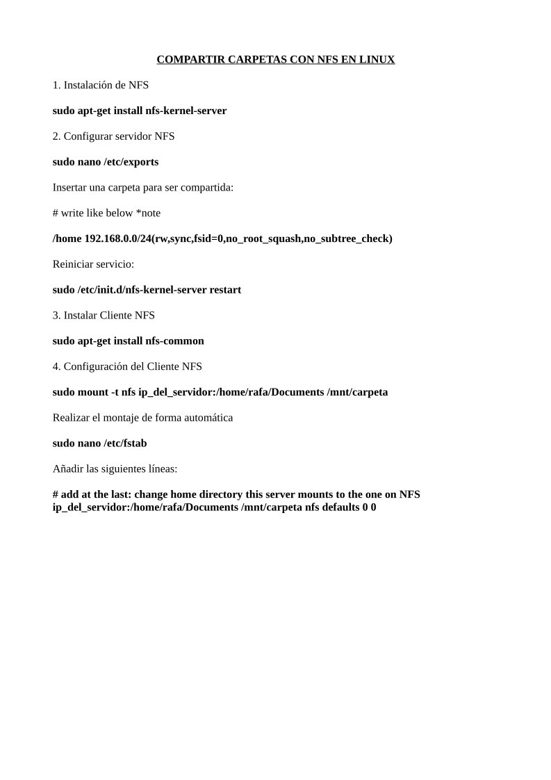 Imágen de pdf Compartir carpeta con NFS en Linux