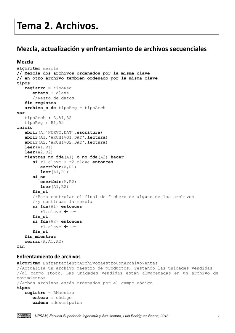 Establecimiento amplitud Hermanos PDF de programación - Mezcla, actualización y enfrentamiento de archivos  secuenciales - Tema 2. Archivos