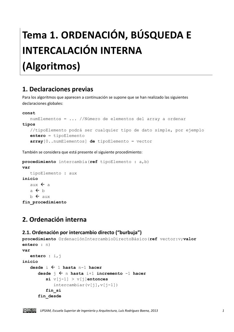 Imágen de pdf Tema 1. ORDENACIÓN, BÚSQUEDA E INTERCALACIÓN INTERNA (Algoritmos)