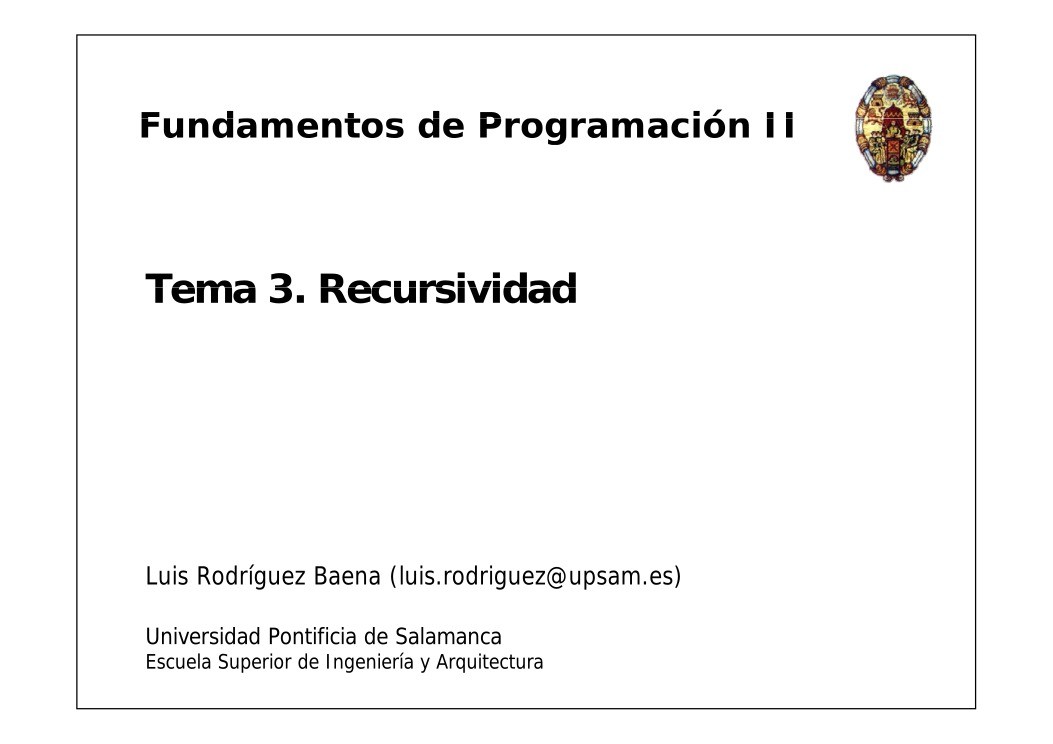 Imágen de pdf Tema 3. Recursividad - Fundamentos de Programación II