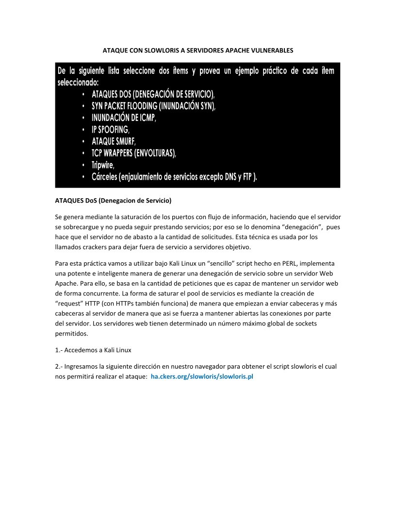 Imágen de pdf Ataque con SLOWLORIS a servidores Apache vulnerables ataques DoS
