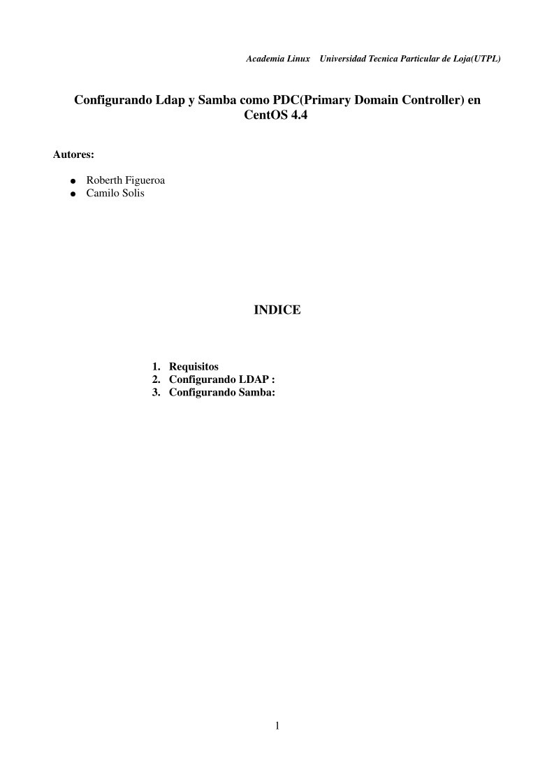 Imágen de pdf Configurando Ldap y Samba como PDC(Primary Domain Controller) en CentOS 4.4