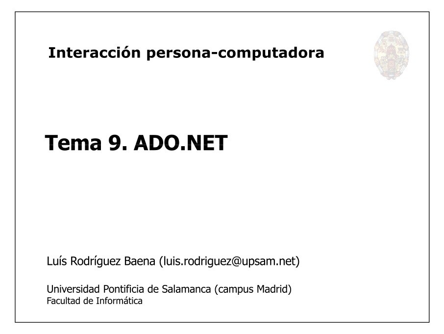 Imágen de pdf Tema 9. ADO.NET