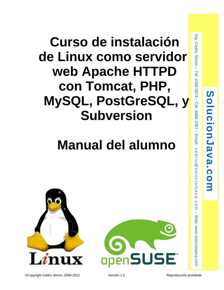 Imágen de pdf Curso de instalación de Linux como servidor web Apache HTTPD con Tomcat, PHP, MySQL, PostGreSQL, y Subversion
