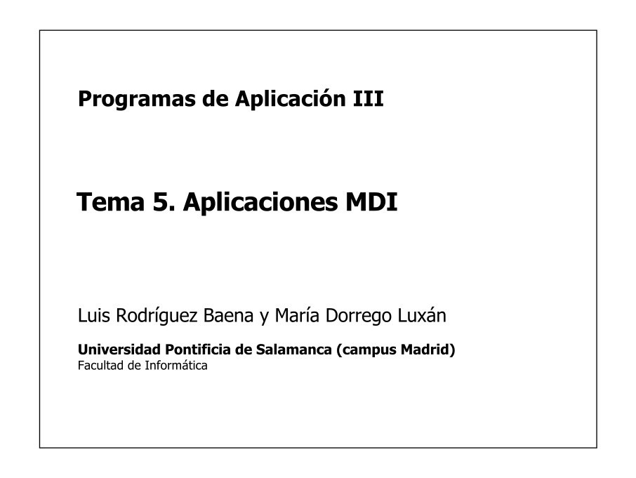Imágen de pdf Tema 5. Aplicaciones MDI - Programas de Aplicación III