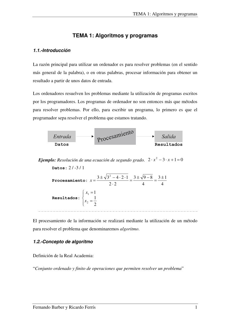 Imágen de pdf Tema 1: Algoritmos y programas