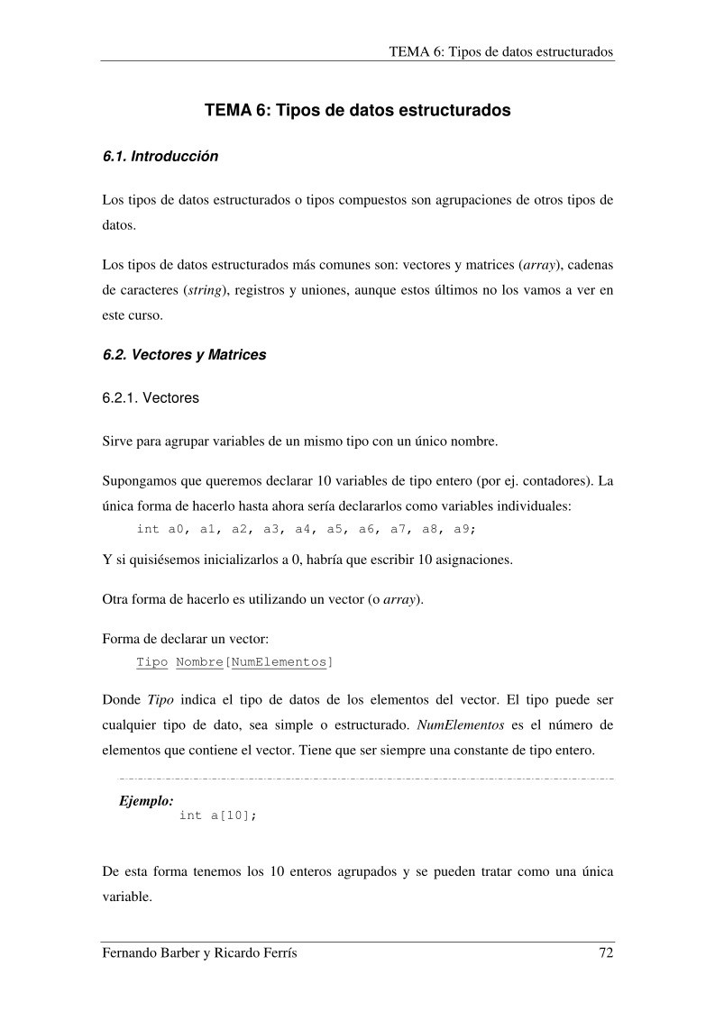 Imágen de pdf TEMA 6: Tipos de datos estructurados