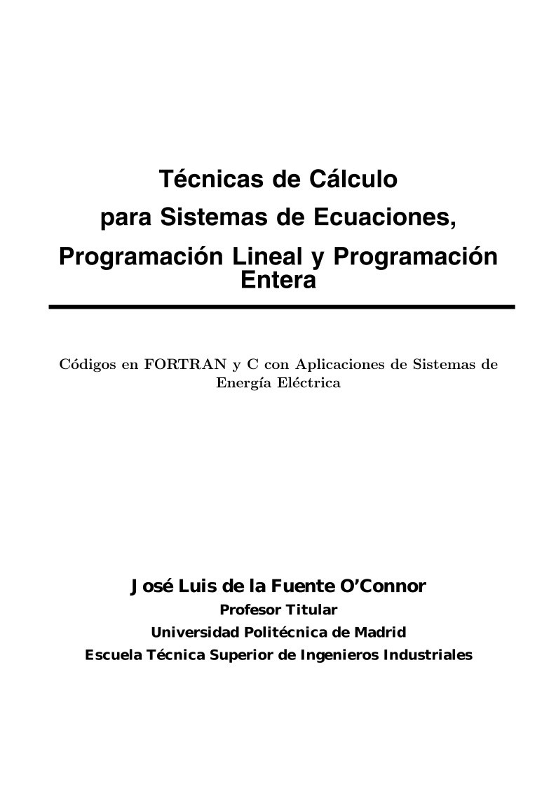 Imágen de pdf Técnicas de Cálculo para Sistemas de Ecuaciones, Programación Lineal y Programación Entera