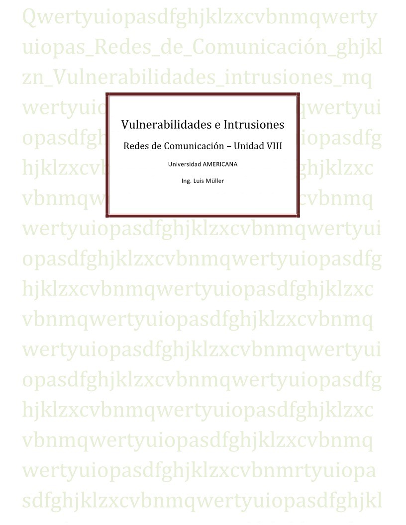Imágen de pdf Vulnerabilidades e Intrusiones - Redes de Comunicación - Unidad VIII