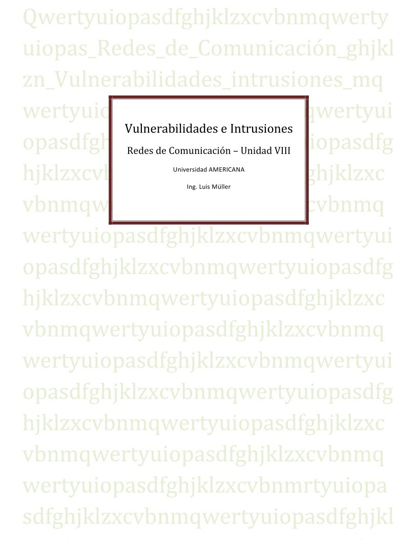 Imágen de pdf Vulnerabilidades e Intrusiones - Redes de Comunicación - Unidad VIII