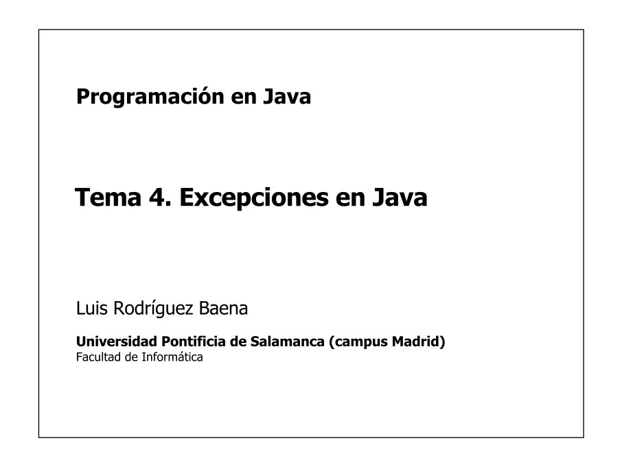 Imágen de pdf Tema 4. Excepciones en Java - Programación en Java