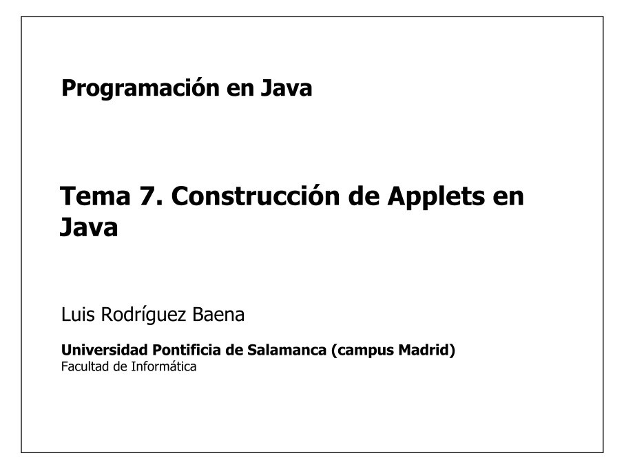 Imágen de pdf Tema 7. Construcción de Applets en Java - Programación en Java