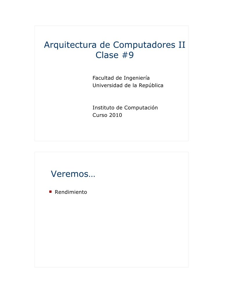 Imágen de pdf clase #9 - Rendimiento - Arquitectura de Computadores II