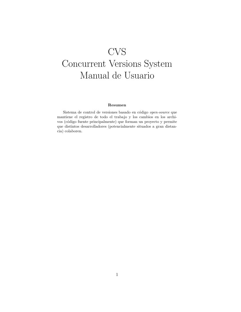 Imágen de pdf CVS Concurrent Versions System - Manual de Usuario