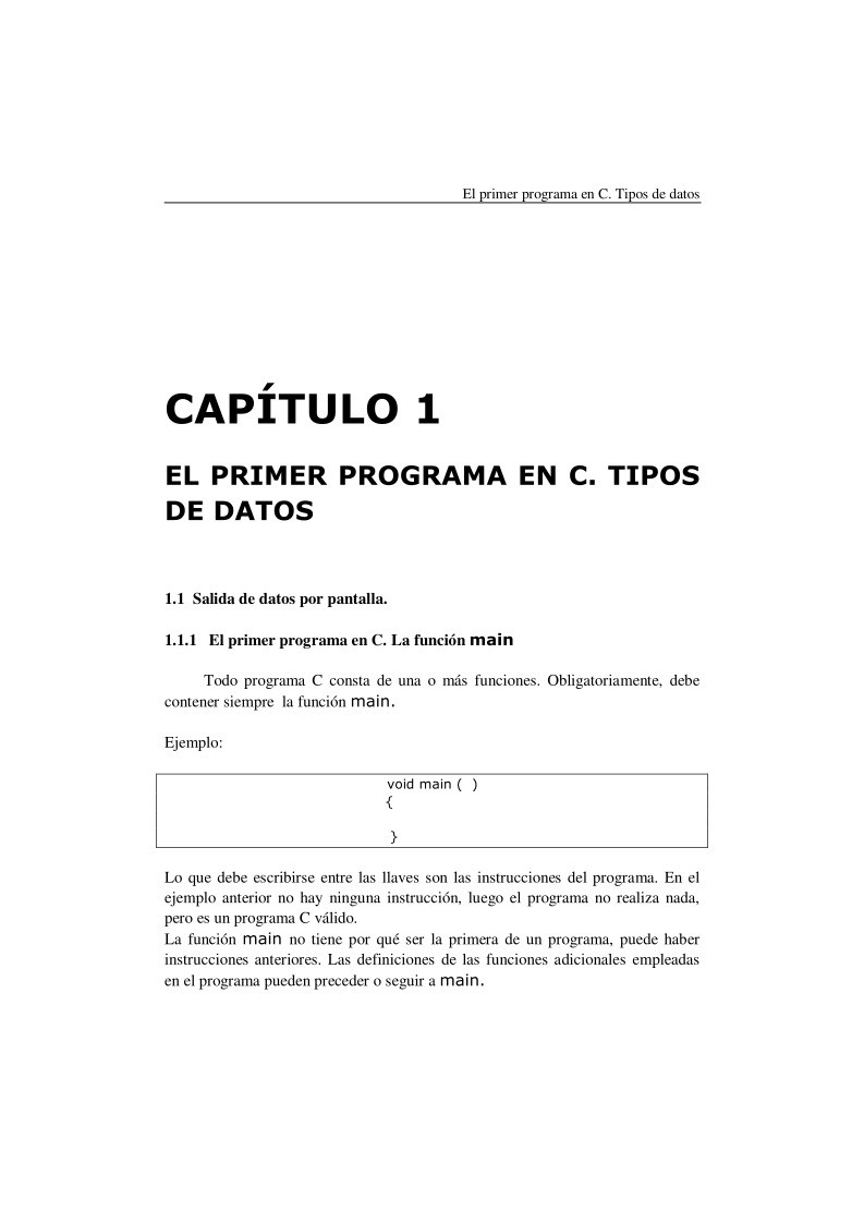 Imágen de pdf Tipos de datos - Capítulo 1 - el primer programa en C