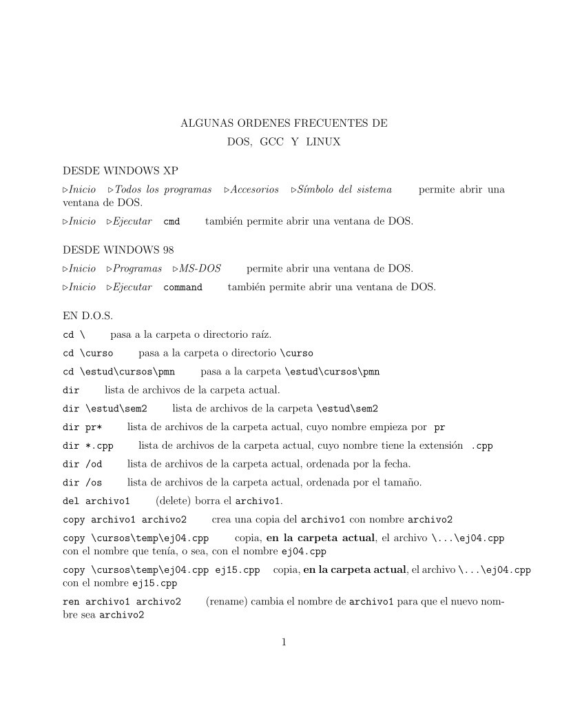 Imágen de pdf Algunas ordenes frecuentes de DOS, GCC y Linux