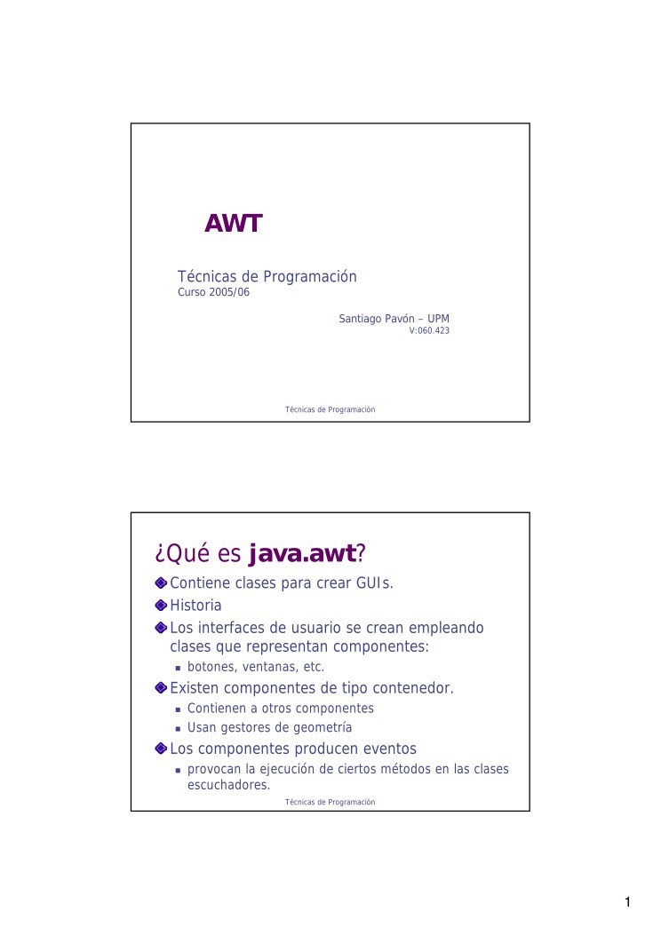 PDF de programación - Introduccion a AWT