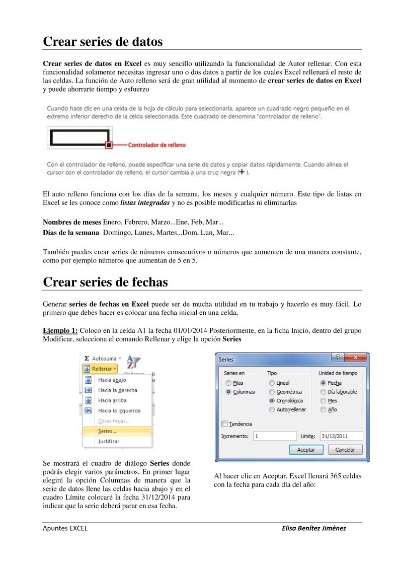 Imágen de pdf Apuntes listas excel 2014