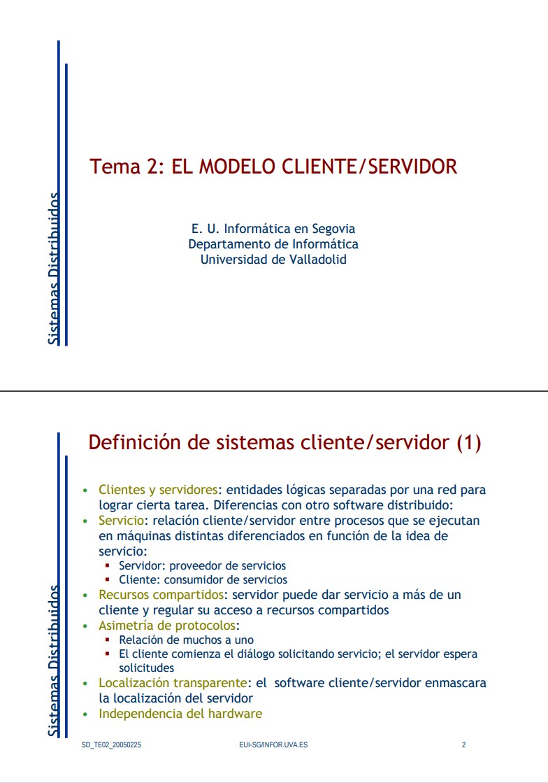 PDF de programación - Tema 2: EL MODELO CLIENTE/SERVIDOR
