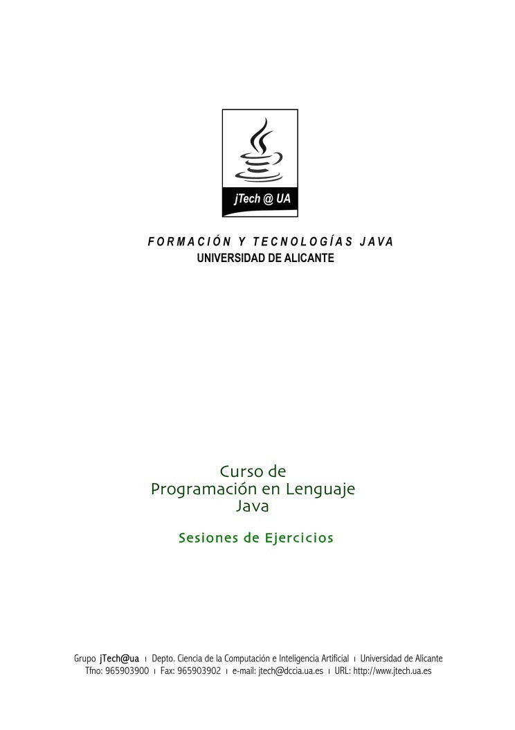 Imágen de pdf Curso de Programación en Lenguaje Java - Sesiones de Ejercicios