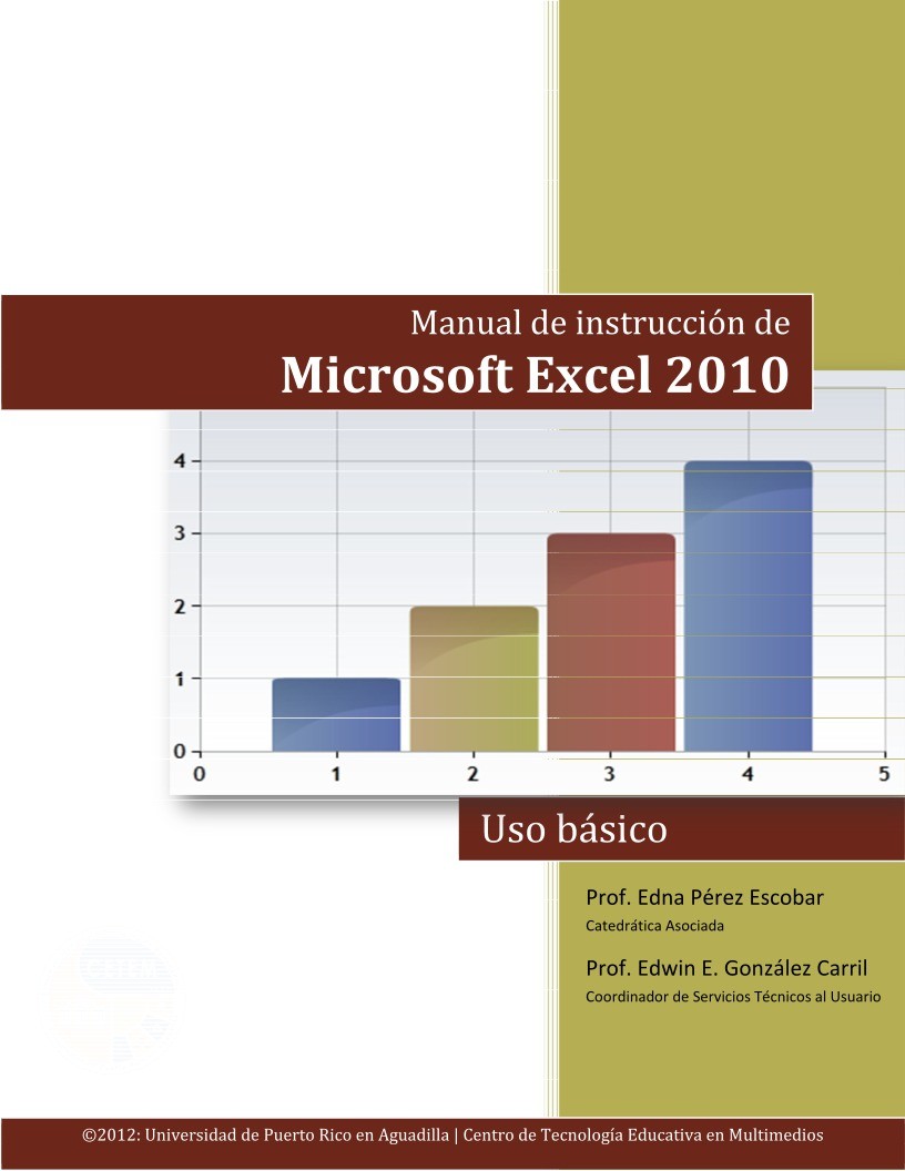 Imágen de pdf Manual de instrucción de Microsoft Excel 2010 - Uso básico