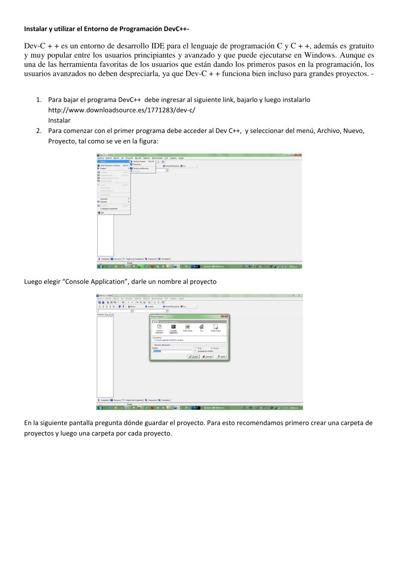 Imágen de pdf Instalar y utilizar el Entorno de Programación Dev C++