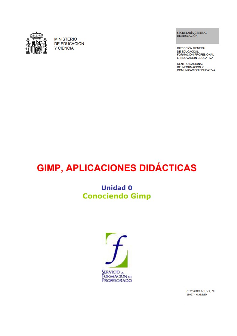 Imágen de pdf Unidad 0 - Conociendo Gimp - Aplicaciones didácticas con Gimp