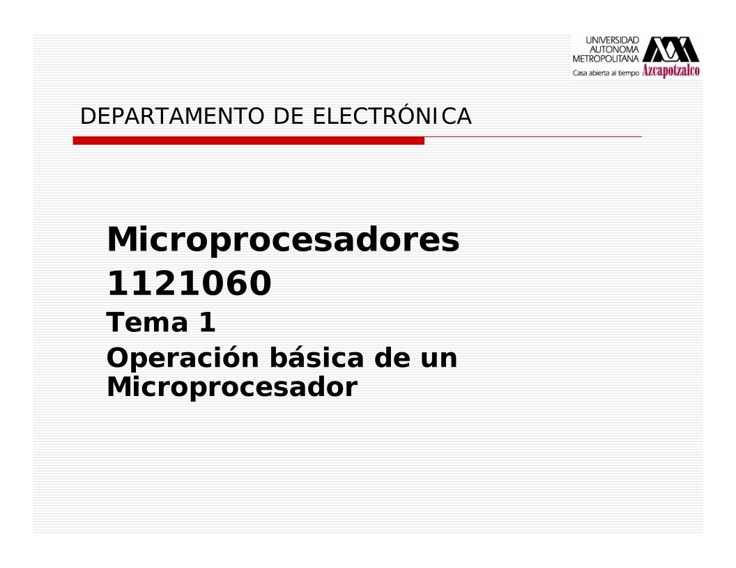 Imágen de pdf Tema 1 Operación básica de un Microprocesador - Microprocesadores