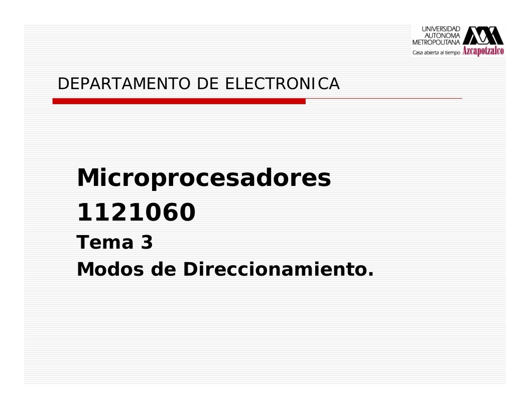 Imágen de pdf Tema 3 Modos de Direccionamiento - Microprocesadores
