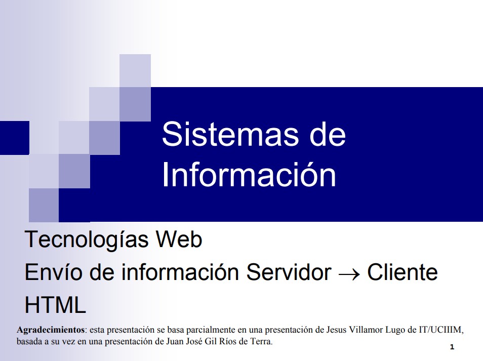 Imágen de pdf Envío de información Servidor -> Cliente HTML - Tecnologías Web