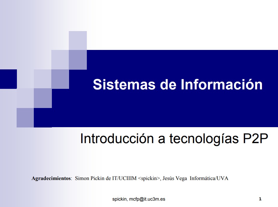 Imágen de pdf Introducción a tecnologías P2P - Sistemas de Información