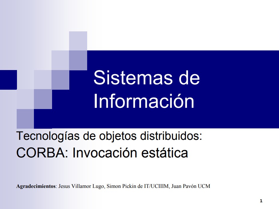 Imágen de pdf Tecnologías de Objetos Distribuidos: CORBA IDL (Invocación Estática)