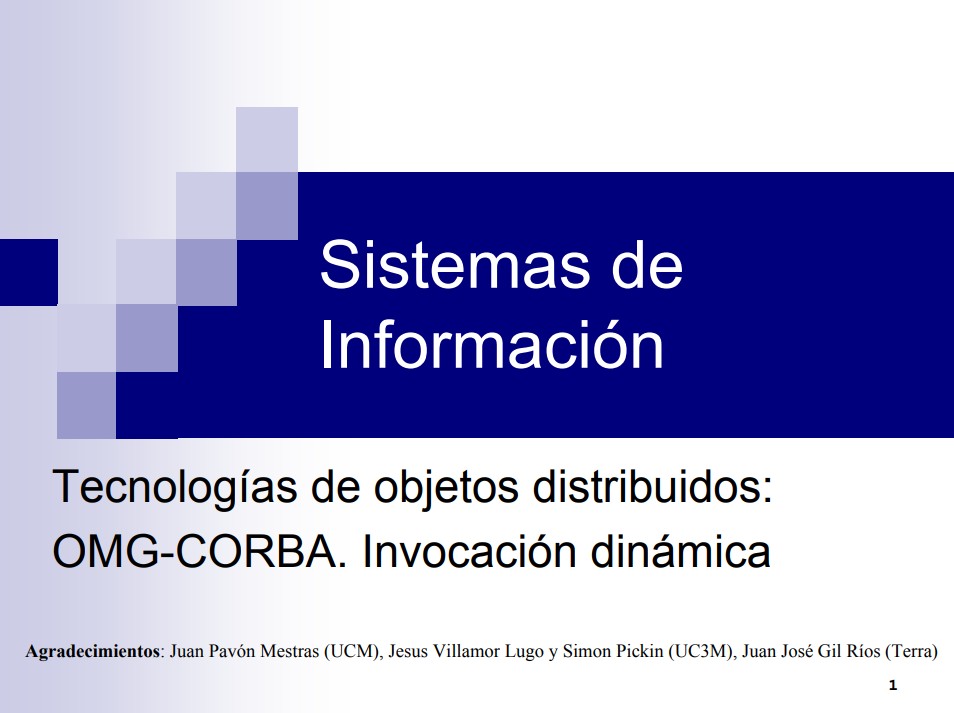 Imágen de pdf Tecnologías de Objetos Distribuidos: OMG-CORBA (Invocación Dinámica)
