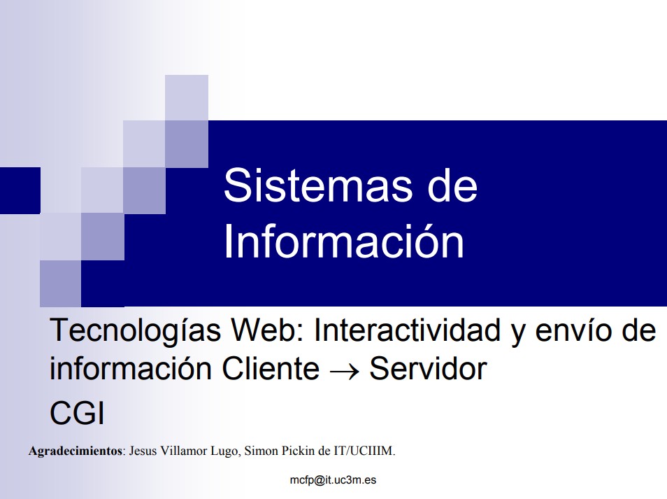 Imágen de pdf Tecnologías Web: Interactividad y envío de información Cliente -> Servidor CGI