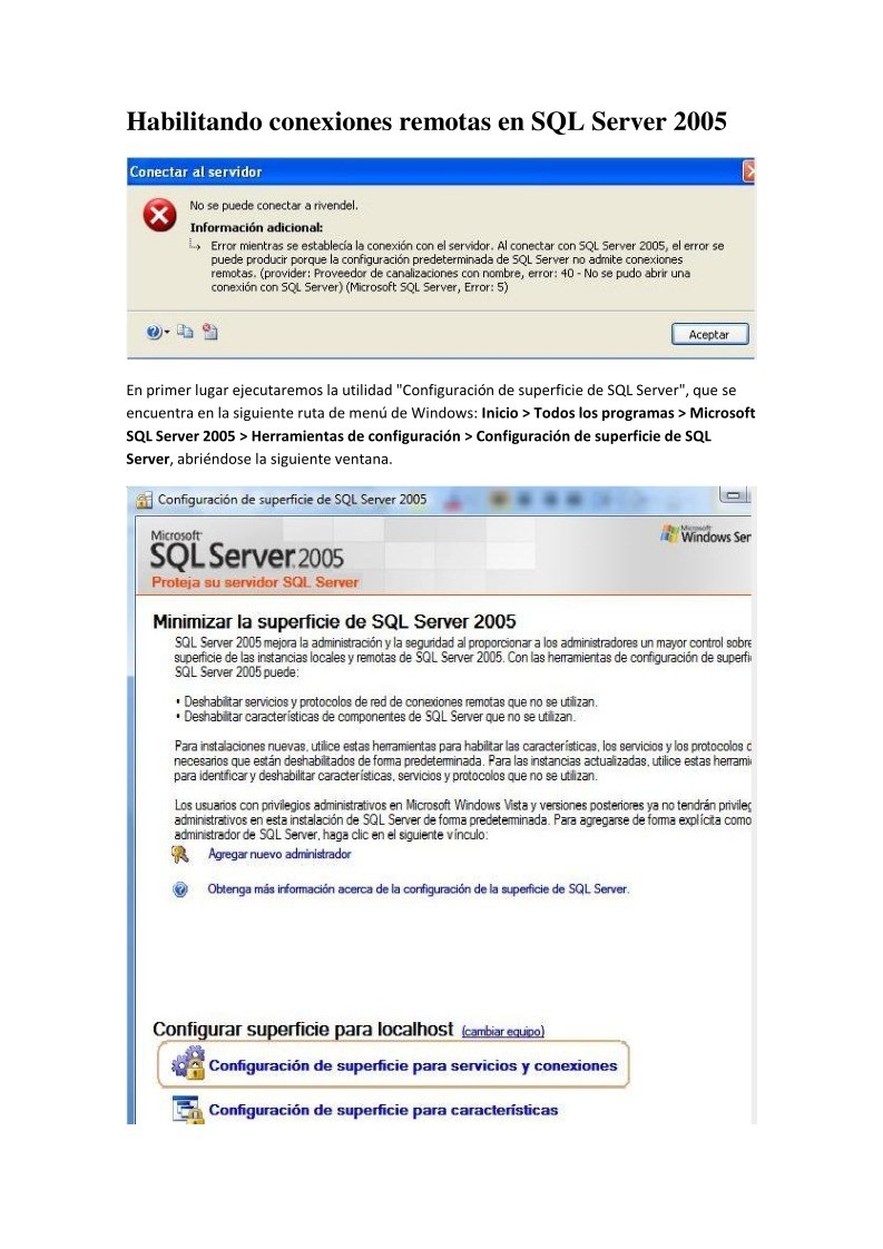 Imágen de pdf Habilitando conexiones remotas en SQL Server 2005